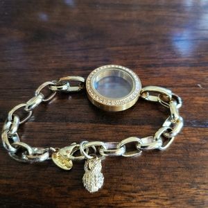 Origami Owl Bracelet with Base and  Sparkle Face and an Owl charm attached